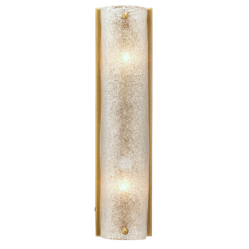 16” Antique Brass Gold and Clear Textured Melted Ice Glass Moet Double Rounded Wall Sconce - IMAGE 1
