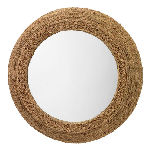 36” White Washed Wood and Clear Round Foreman Wall Mirror - IMAGE 1