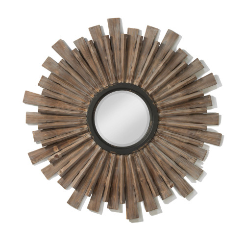 39.5" Brown Wooden Multi-Dimensional Starburst Wall Mirror - IMAGE 1