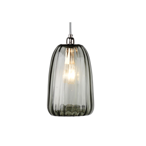 10.50" Gray Handcrafted Individually Hand Blown in High Quality Thick Pendat Fluted Glass - IMAGE 1