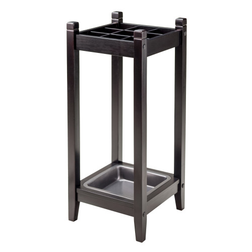 25.75” Espresso Brown Jana Umbrella Stand with Metal Tray - IMAGE 1