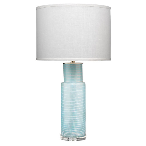 30” Sky Blue and White Netted Glass Atwater Table Lamp - IMAGE 1