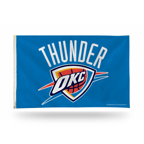 3' x 5' Blue and Orange NBA Oklahoma City Thunder Rectangular Banner Flag - IMAGE 1