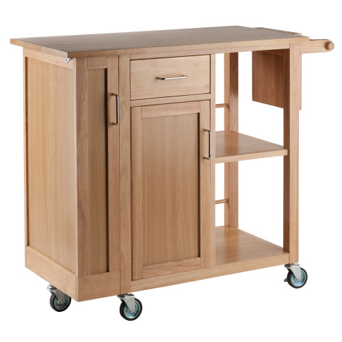 35.5” Natural Brown Rolling Douglas Kitchen Cart - IMAGE 1