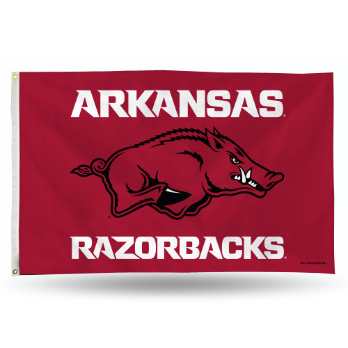 3' x 5' Red and White College Arkansas Razorbacks Rectangular Banner Flag - IMAGE 1