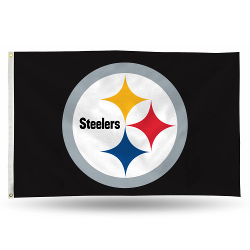 3' x 5' Black and White NFL Pittsburgh Steelers Rectangular Banner Flag - IMAGE 1