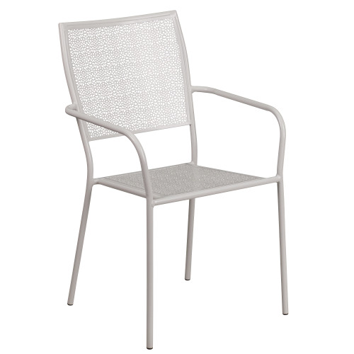 35" Silver Contemporary Square Back Outdoor Patio Arm Chair - IMAGE 1