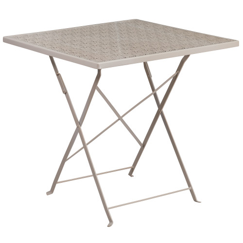 28" Pale Gray Square Outdoor Patio Folding Table - IMAGE 1