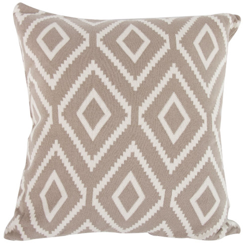 20" Brown and White Geometric Square Throw Pillow - IMAGE 1