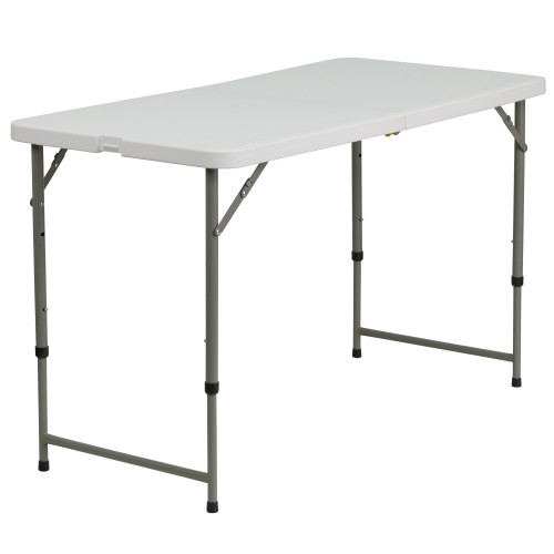 47.75" White Rectangular Height Adjustable Bi-Fold Outdoor Furniture Patio Folding Table - IMAGE 1