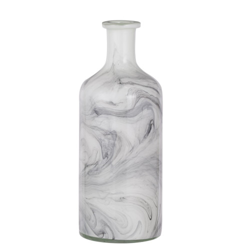 Round Swirl Glass Vase - 15.5" - Black and White - IMAGE 1