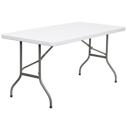 60" White Rectangular Contemporary Outdoor Furniture Patio Folding Table - IMAGE 1
