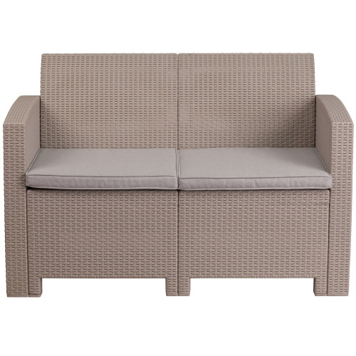 47" Slate Gray Outdoor Patio Furniture Loveseat - Gray Cushion - IMAGE 1