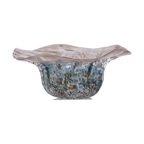 13.25" Brown and Blue Sea Shell Themed Circular Shaped Bowl - IMAGE 1