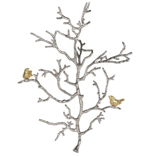 Small Aluminum Branch Wall Sculpture with Birds - 22" - IMAGE 1