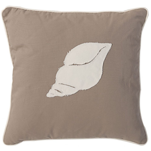 17.5" Tan Brown and White Conch Shell Square Pillow - IMAGE 1