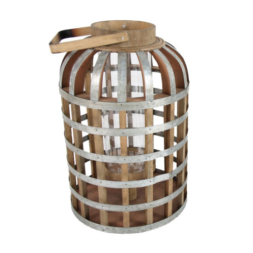 22.25" Silver and Natural Brown Classic Large Shanghai Lantern - IMAGE 1