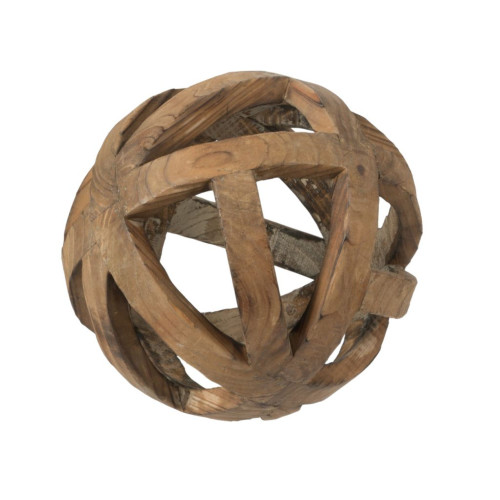 Rustic Style Carved Spherical Orb - 8" - Brown - IMAGE 1