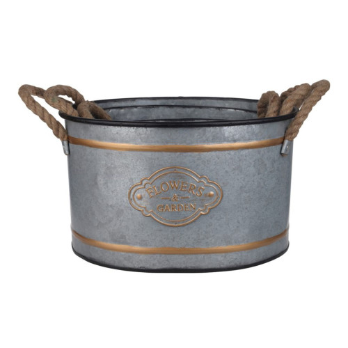 Set of 3 Gold and Gray Cottage Style Huxley Decorative Pots 14.25" - IMAGE 1
