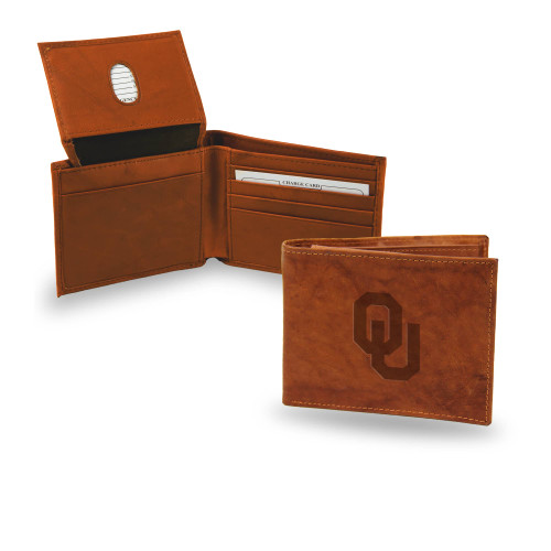 4" Brown College Oklahoma Sooners Embossed Billfold Wallet - IMAGE 1