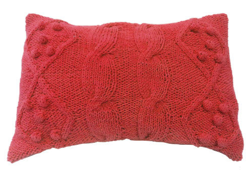 20" Red Classic Cable knit Rectangular Throw Pillow - IMAGE 1