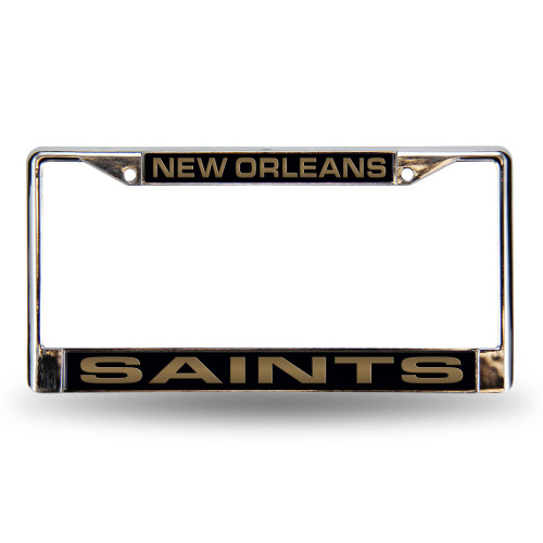 6" x 12" Black and Silver Colored NFL New Orleans Saints License Plate Cover - IMAGE 1