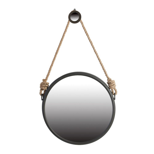 19.5" Matte Black Framed Round Wall Mirror with Hanger - IMAGE 1