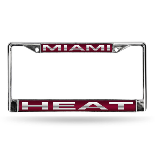 6" x 12" Maroon and Silver Colored NBA Miami Heat  Cut License Plate Cover - IMAGE 1