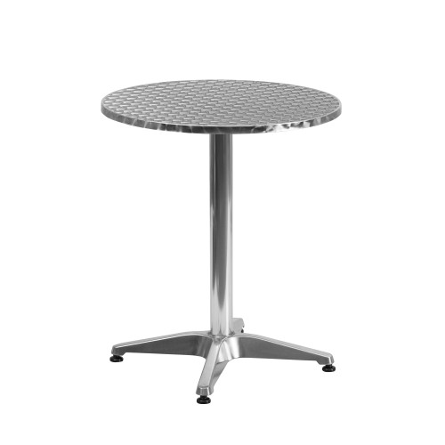 27.5" Silver and Gray Contemporary Round Outdoor Furniture Patio Table - IMAGE 1