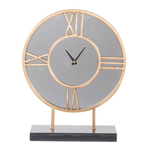 Round Table Clock with Pedestal Stand - 15" - Gold - IMAGE 1