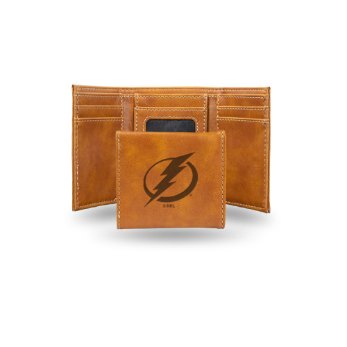 4" Brown NHL Tampa Bay Lightning Rectangular Trifold Wallet - IMAGE 1