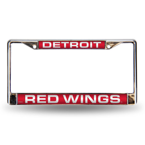 6 x 12 Red and Silver Colored NHL Detroit Red Wings  Cut License Plate Cover - IMAGE 1