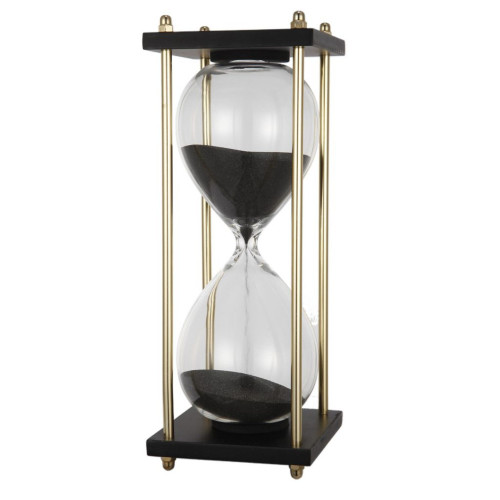 9" Black and Clear Vintage Style Hourglass in Stand - IMAGE 1