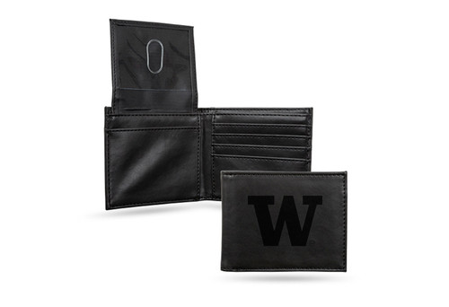 4" Black College Washington Huskies Engraved Billfold Wallet - IMAGE 1