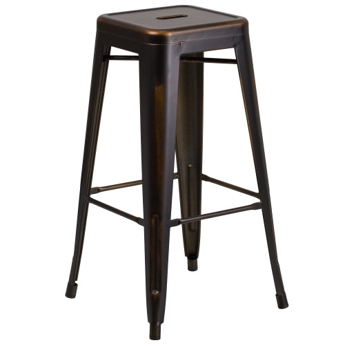 30'' Copper Brown Industrial Backless Outdoor Furniture Patio Stackable Barstool - IMAGE 1