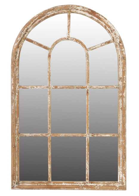 54.25" Brown and White Ada Arched Framed Large Wall Mirror - IMAGE 1