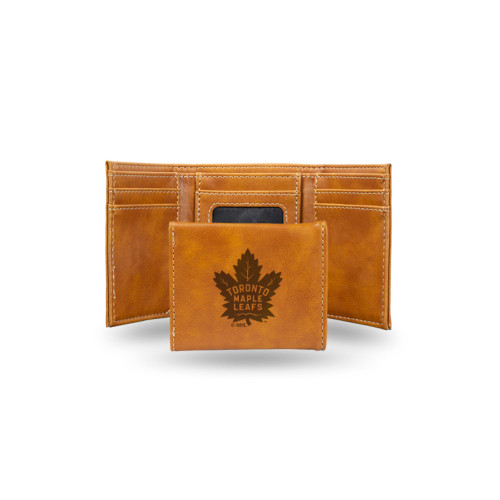 4" Brown NHL Toronto Maple Leafs Rectangular Trifold Wallet - IMAGE 1