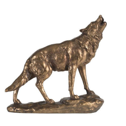 9.25" Copper Vintage Classic Large Wolf Shaped Decorative Statue - IMAGE 1