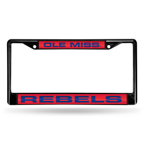 6" x 12" Blue and Black College Mississippi Rebels License Plate Cover - IMAGE 1