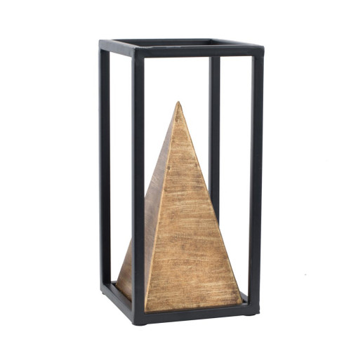 10" Beige and Black Classical Style Pyramid Table Decor - IMAGE 1