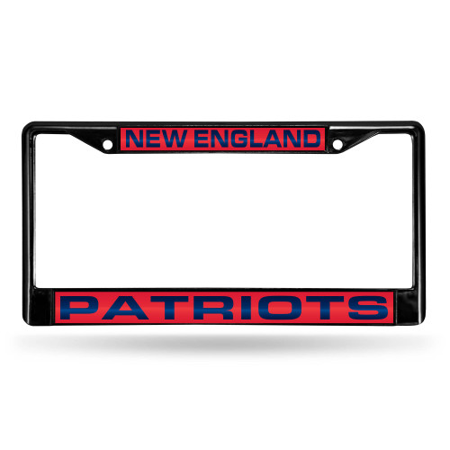 6" x 12" Blue and Black NFL New England Patriots Cut License Plate Cover - IMAGE 1
