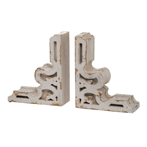 Set of 2 Beige Vintage Classically Designed Geode Bookends 9.25" - IMAGE 1