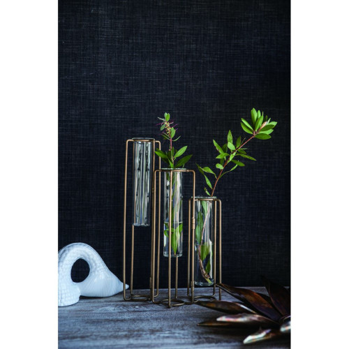 Large Pedestal Beaker Vase - 15.25" - Gold and Clear - IMAGE 1