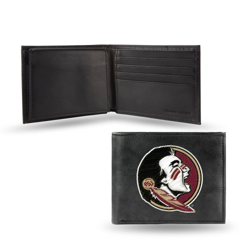 4" Black and Red College Florida State Seminoles Embroidered Billfold Wallet - IMAGE 1