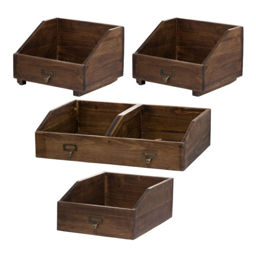 Set of 4 Brown and Bronze Classic Storage Boxes 18.75" - IMAGE 1