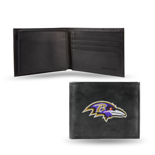 4" Black and Purple NFL Baltimore Ravens Embroidered Billfold Wallet - IMAGE 1