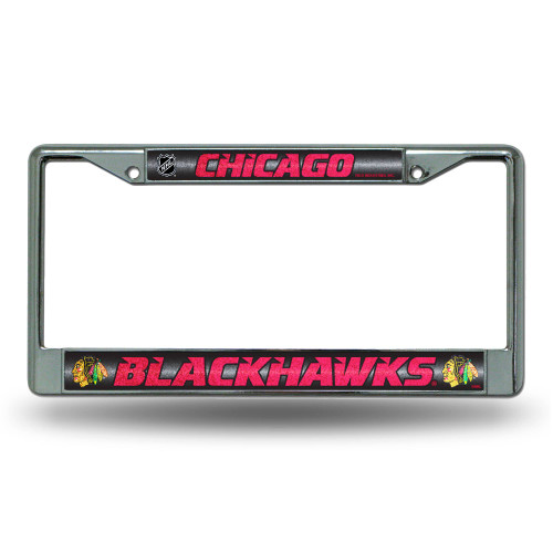 6" x 12" Red and Black NHL Chicago Blackhawks License Plate Cover - IMAGE 1