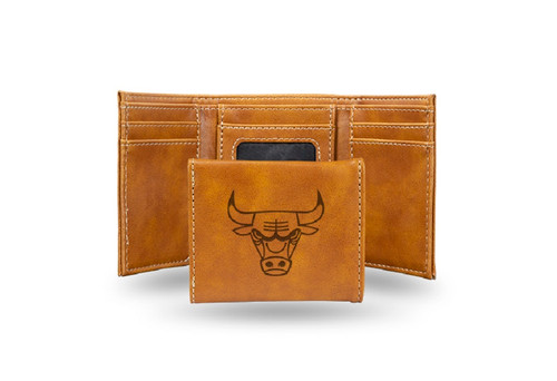 4" Brown NBA Chicago Bulls Rectangular Trifold Wallet - IMAGE 1