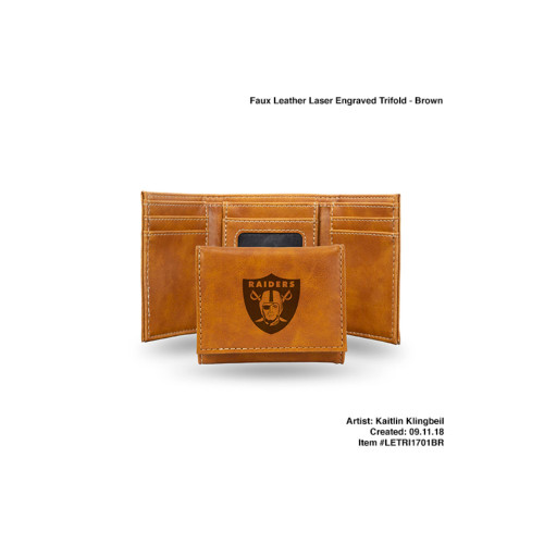 4" Brown NFL Oakland Raiders Trifold Wallet - IMAGE 1