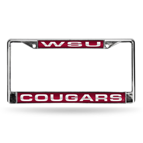 6" x 12" White and Red College Washington State Cougars License Plate Cover - IMAGE 1